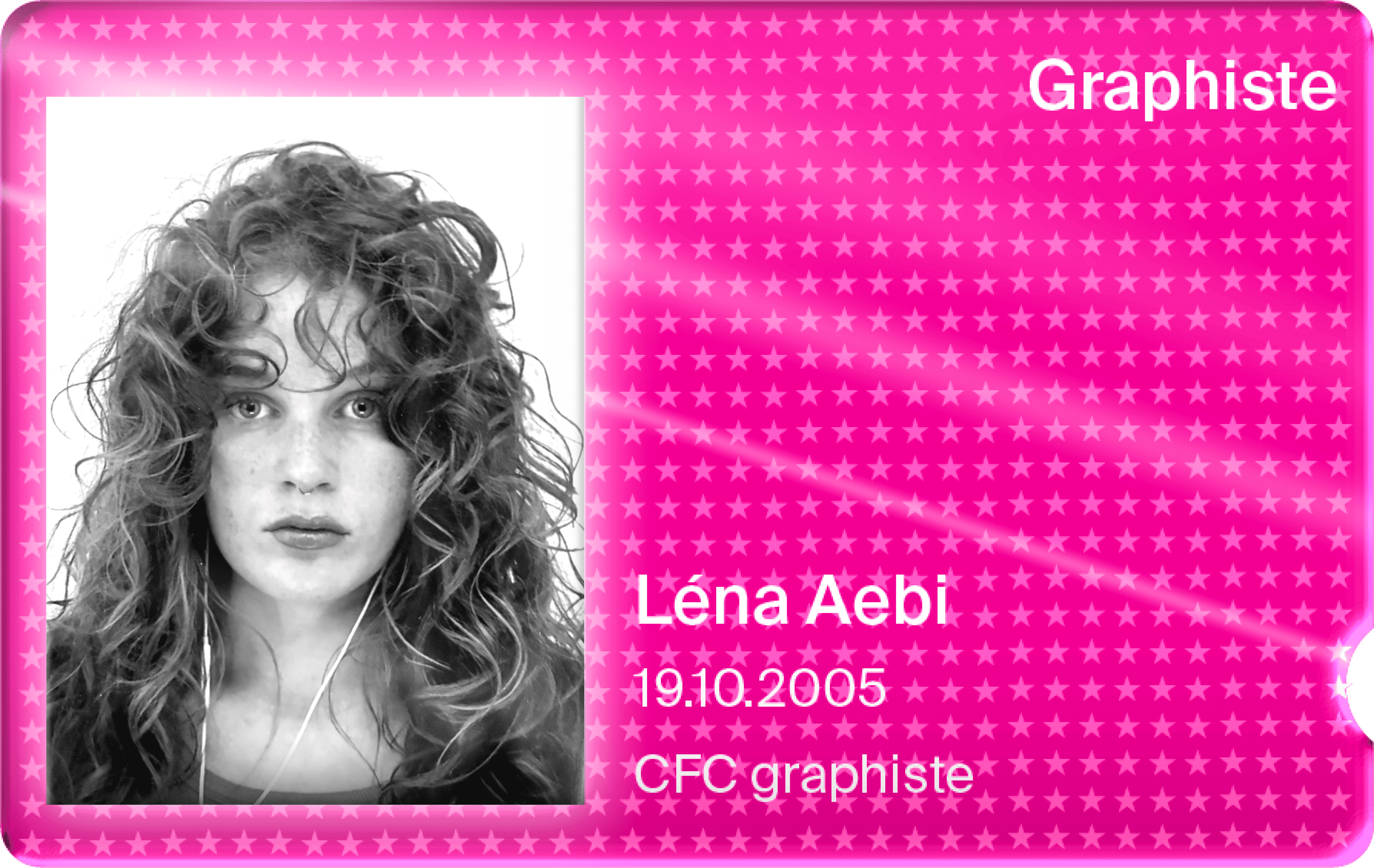 Recto de la carte avec la photo de Léna Aebi